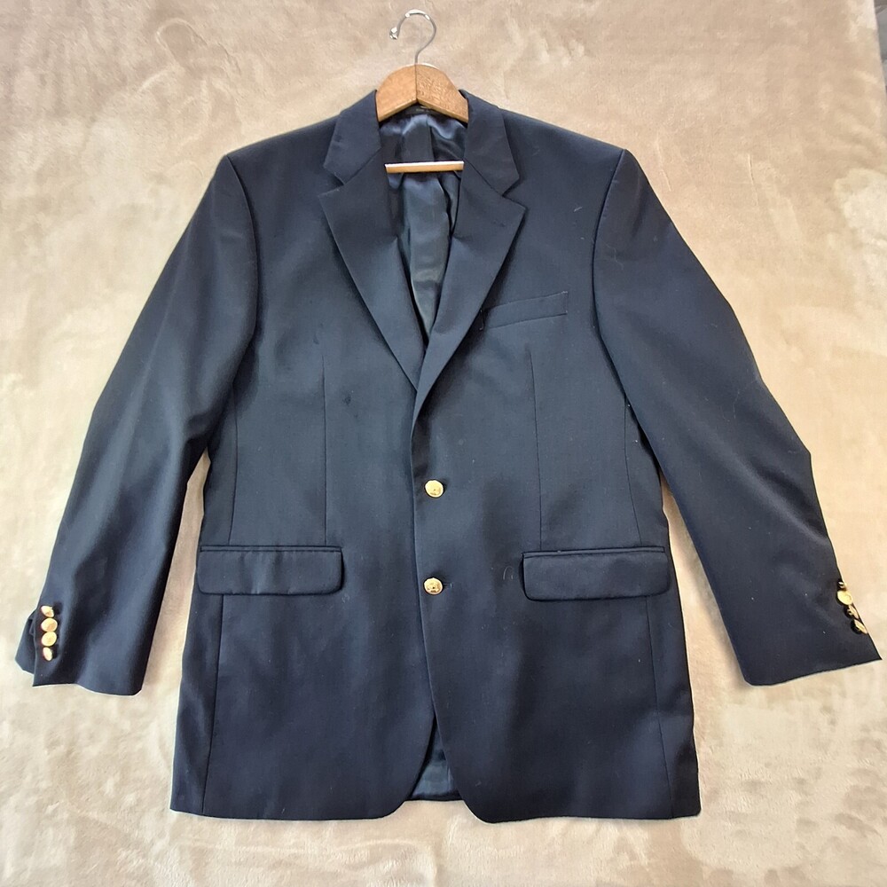Ralph Lauren Blazer Men's 42L Blue Gold Button Single Breasted Single Vented